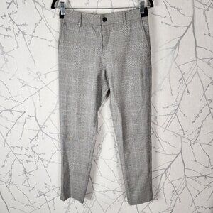 Zara Man Silver Plaid Mid Rise Slim Fit Trousers